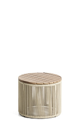 Уличчный столик Dandara из стали, веревки цвета экрю и массива акации Ø60 см