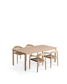 Комплект садовой мебели стол Sori и 4 стула Nina из акации и бежевой веревки