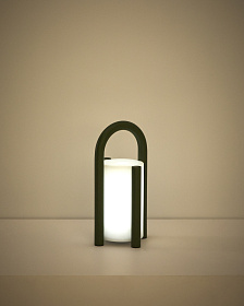 Портативная настольная лампа Leros из полиэтилена и стали зеленого цвета