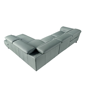 Угловой диван- реклайнер с правым шезлонгом 6252 из бирюзовой кожи