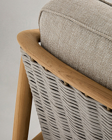 Уличный 3-х местный диван Elunda из тикового дерева и бежевой веревки