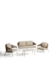 Комплект садовой мебели Zuara алюминия цвета экрю и коричневой веревки