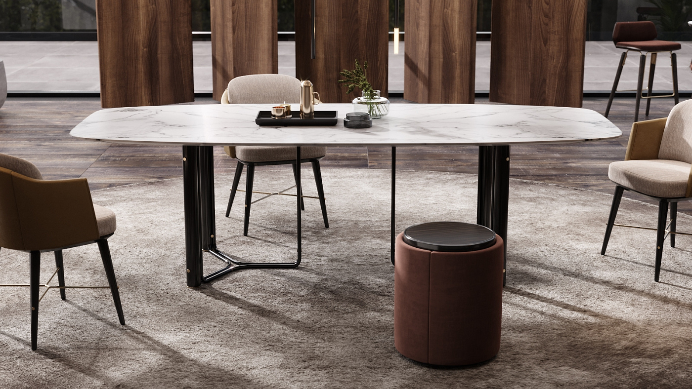 Обеденный стол Bamboo 240x110 мрамор Nero Marquina