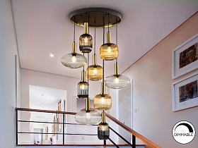 Norma Люстра 9L черный-латунный H500