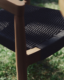 Ydalia Садовый стул из натурального тика и черной веревки