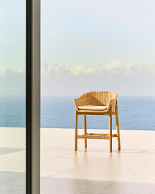 Полубарный стул Galea из тикового дерева и синтетического ротанга, 65 см