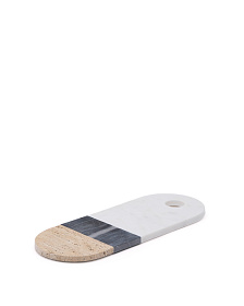 Большая сервировочная доска Nivol из белого и черного мрамора и травертина