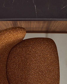 Барный стул Ciselia из терракотового шенилла с ножками из черной стали