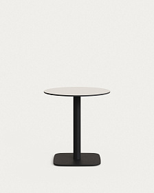 Dina Садовый круглый стол белый на черном металлическом основании Ø 68x70