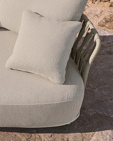 Двухместный модуль уличного дивана Osani из алюминия экрю и веревки цвета таупе 170 см