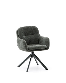 Lexa Вращающееся кресло из зеленого шенилла и стальными зелеными ножками