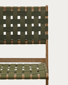 Складное кресло Chabeli из массива акации и шнура зеленого цвета