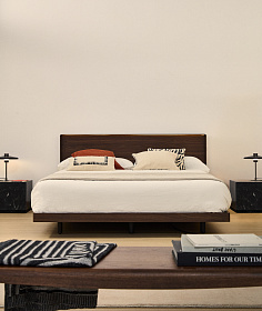 Изголовье Norlen из орехового шпона с темной отделкой и подсветкой 180 x 200 