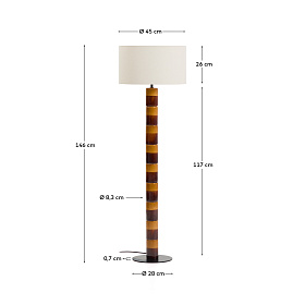 Торшер Mavran из коричневой керамики с хлопковым абажуром