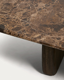Журнальный столик Pirita из коричневого мрамора с ножками из дуба с темной отделкой, 147 x 65 см