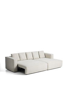 3-местный диван-кровать Marela бежевый шенилл с кушеткой справа 276 см