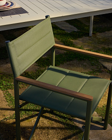 Складной уличный стул Tisno из зеленого алюминия и зеленого текстиля