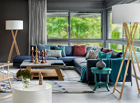 Торшер Cala P165 бело-перламутровый / дуб 