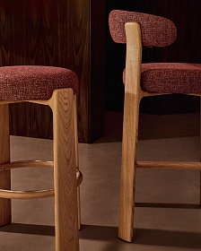 Granite Барный табурет из терракотового шенилла и массива ясеня в отделке орех 75 см