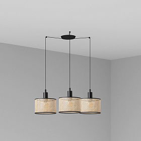 Подвесной светильник Mambo черный/ротанг ø21 3L