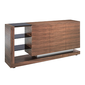 Сервант MK1317A /3140 ореховый с черным стеклом