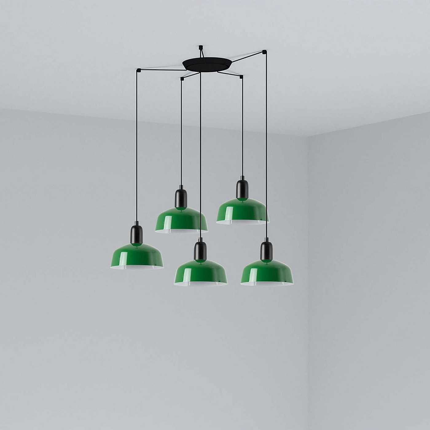 Подвесной светильник TATAWIN с абажуром зеленый металл 5xE27