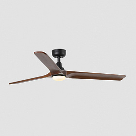Потолочный вентилятор HEYWOOD L Ш1320 черный/орех 3P LED 10W TUYA