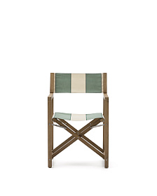 Уличный cкладной стул Vilara в зелёно-бежевую полоску из акации