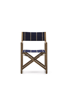 Уличный складной стул Vilara в сине-бежевую полоску из акации