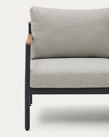 Aiguafreda Набор из 2-местного дивана, 2 кресел и журнального столика из серого алюминия и акации