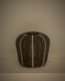 Уличный светильник Garoina солнечных батареях из искусственного ротанга цвета таупе, 35 см