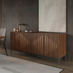 Сервант MENORCA шпон ореха F (V36F), темно-серый матовый лак (P21)