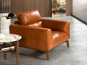 Кресло из кожи KF1016-1P /5036 светло-коричневое