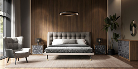 Прикроватная тумбочка Altea шпон ореха F, темно-серый матовый лак