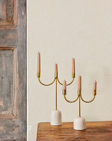 Набор из 2-х подсвечников Perca из мрамора и позолоченного металла