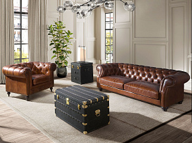 Черный кожаный столик-чемодан 5159 