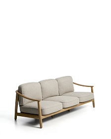 Уличный 3-х местный диван Elunda из тикового дерева и бежевой веревки