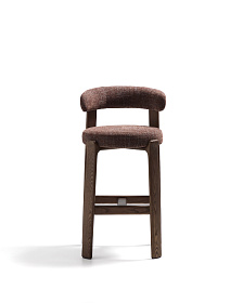 Барный стул Granite из коричневой синели и ясеня с отделкой орех 75 см