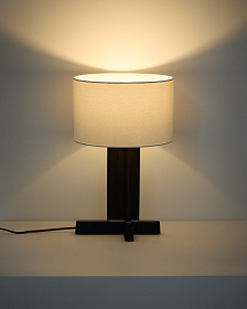 Настольная лампа Niani из каучукового дерева с темной отделкой Ø30 см