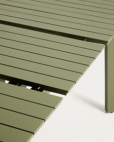 Раздвижной уличный стол Izola из алюминия с зеленой отделкой, 185 (235) x 100 см