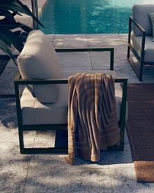 Comova Уличное кресло из алюминия светло-серое с зеленым алюминиевым каркасом