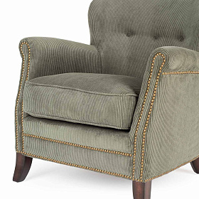 Классическое кресло Motto из зеленого вельвета