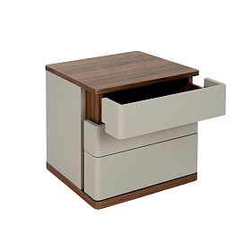 Прикроватная тумбочка 7166/MB2320NS из серого лака и шпона ореха