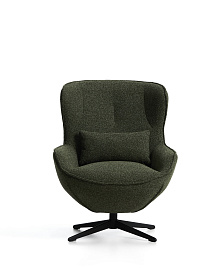 Поворотное кресло Sorile из темно-зеленой синели