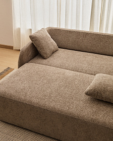 Трехместный диван-кровать Laira из бежевой синели, 218 см