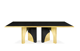 Обеденный стол Utopia Polished Brass/ черный дуб