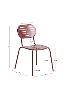 Уличный стул Brai из оцинкованной стали бордового цвета