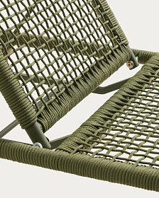 Шезлонг Dandara из зеленой стали и веревки на ножках из массива акации