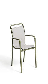 Уличный стул Luri из алюминия зеленого цвета и бежевого текстиля