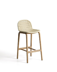 Уличный барный стул Alipa из акации и веревки цвета экрю, 75 см